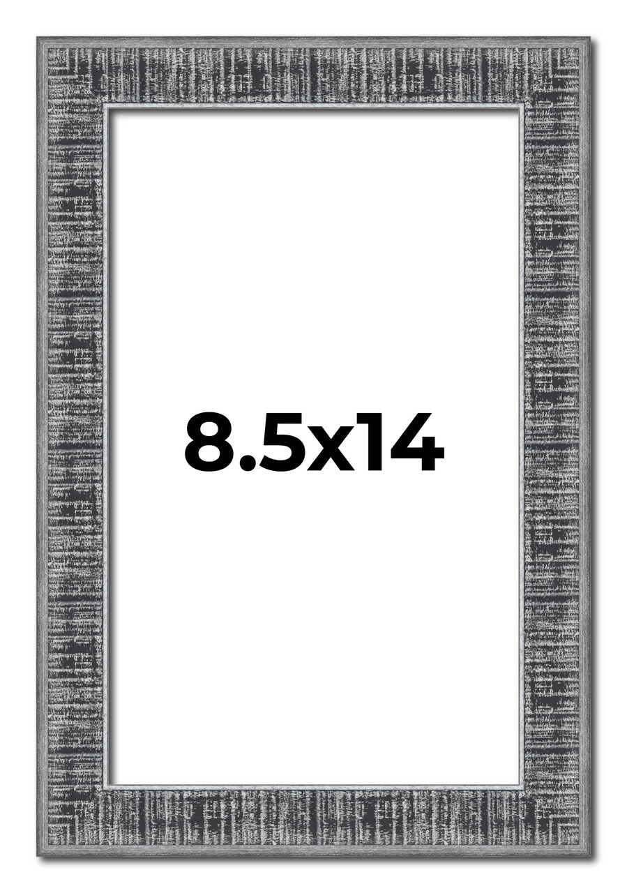 Photo Size Distressed Black Picture Frame - UV Acrylic, Foam Board Backing, Hanging Hardware